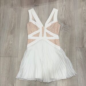 BCBGMaxAzria White and Nude Mini Dress